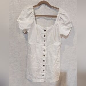 Madewell, linen/ cotton mini dress, puff sleeves size 12p (E)